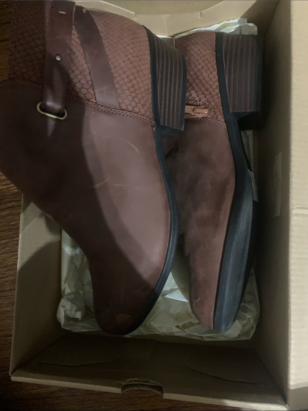 Clarks Women’s Brown Boots - Textured Leather Ankle Boot
